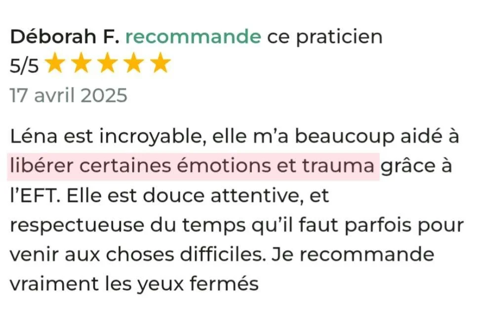 Avis Médoucine — accompagnement EFT doux et respectueux, libération d'émotions et traumas