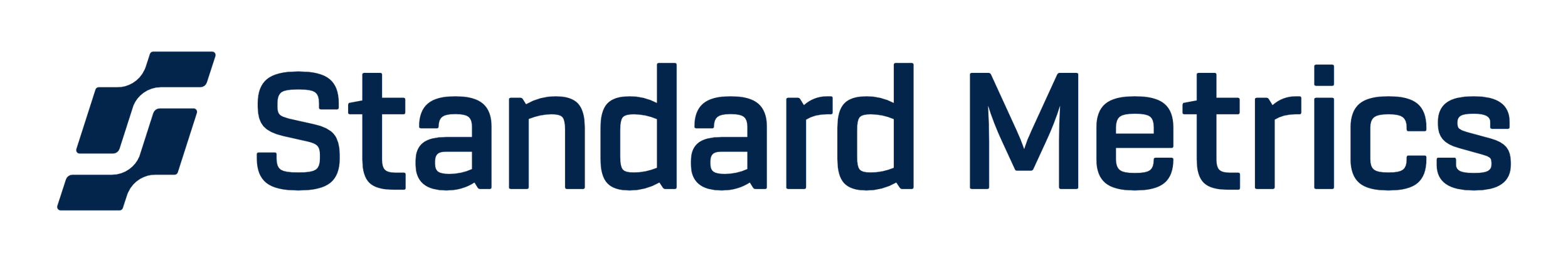 Standard Metrics logo with a stylized blue icon and the company name in dark blue text