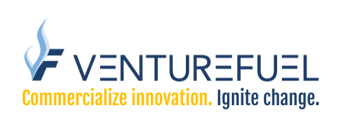 VentureFuel logo with slogan "Commercialize innovation. Ignite change."