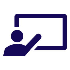 Icon of a person pointing at a blank screen or board.