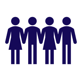 Silhouette of four people holding hands