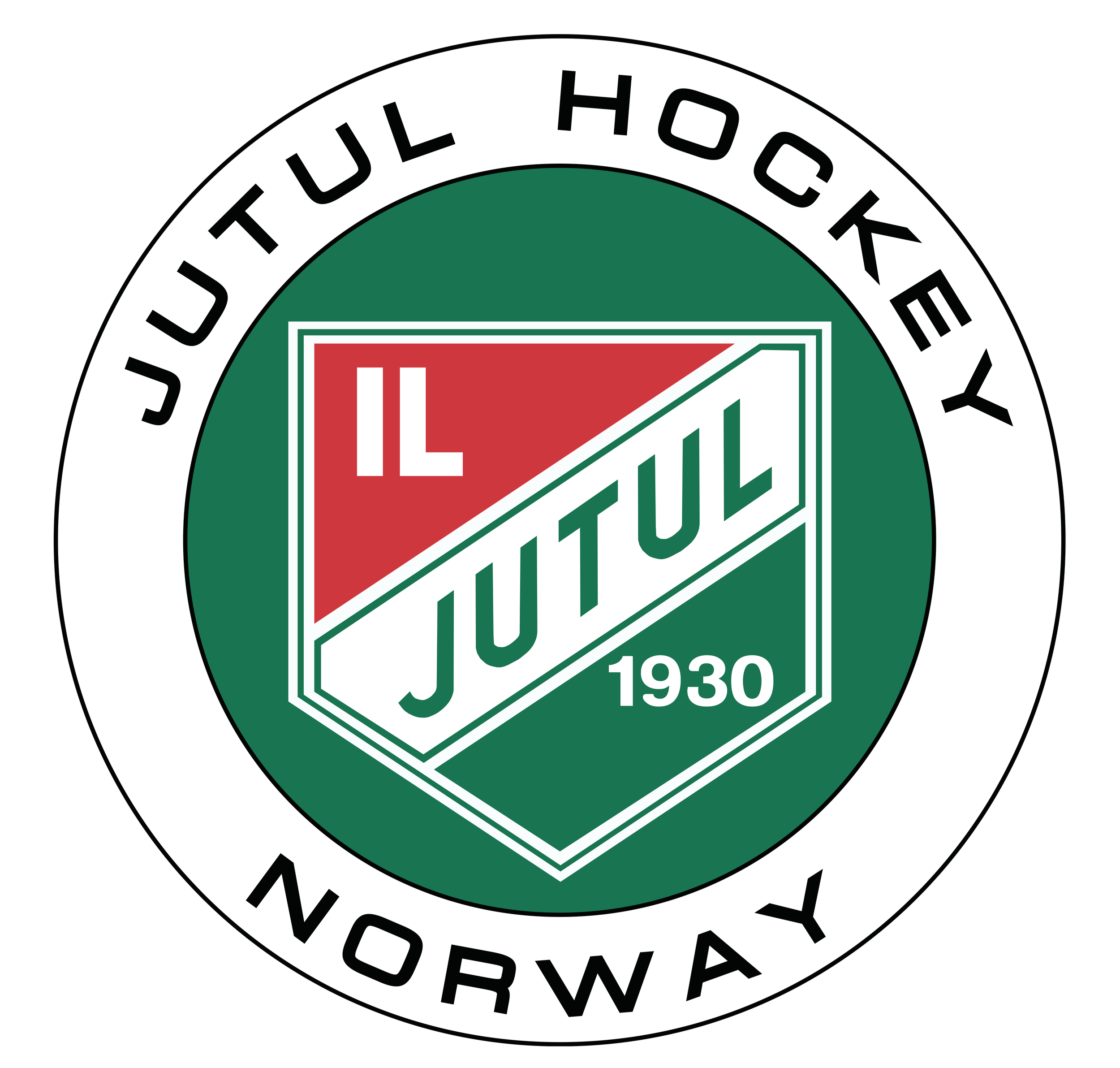 Logo med teksten 'Jutul Høye', '1930', og 'Valdres' i en sirkel. Midt i logoen er det en firkant med teksten 'Ler Othill' og et rødt og hvitt symbol.