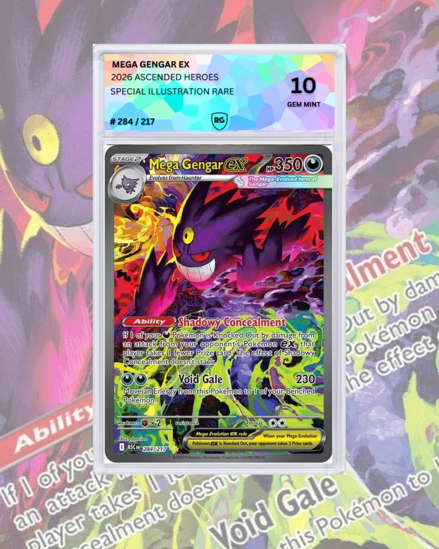 The shadow of the graveyard just got a whole lot brighter! 👻🔥

​We just finished grading this absolute masterpiece: Mega Gengar EX from the 2026 Ascended Heroes set. Between that Special Illustration art and the pristine GEM MINT 10 finish, this is