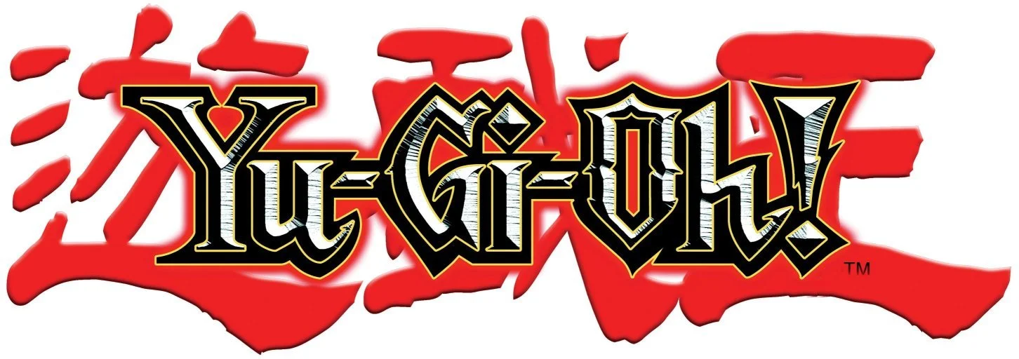 Yu-Gi-Oh! logo with stylized text and a red background