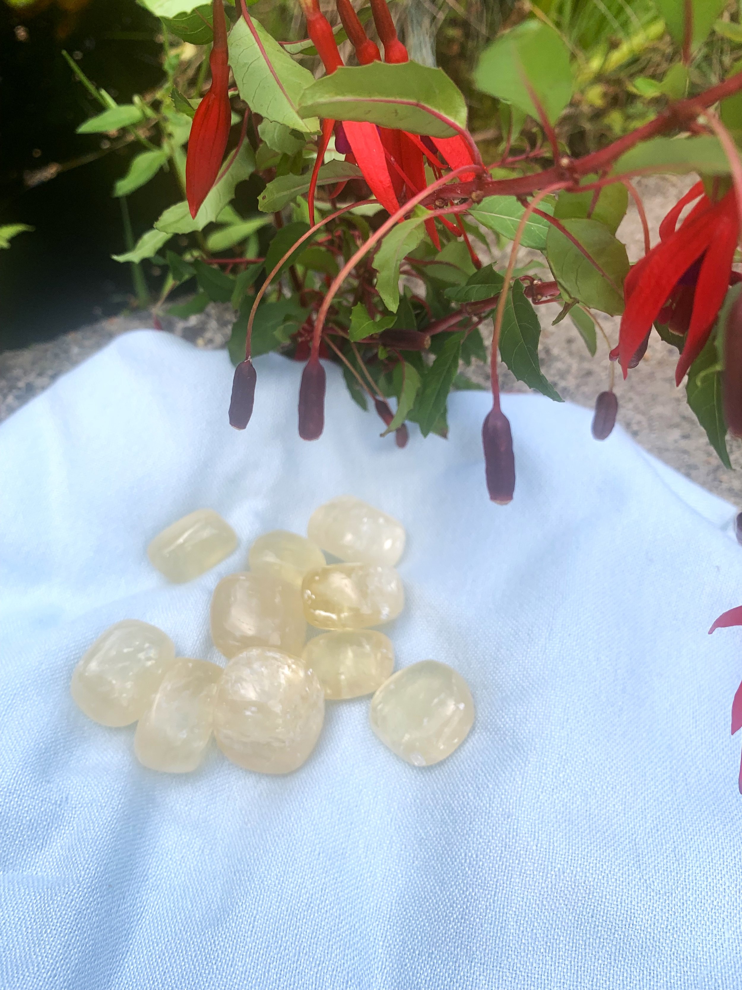 The Solar Loom: Polished Light Honey Calcite Tumble