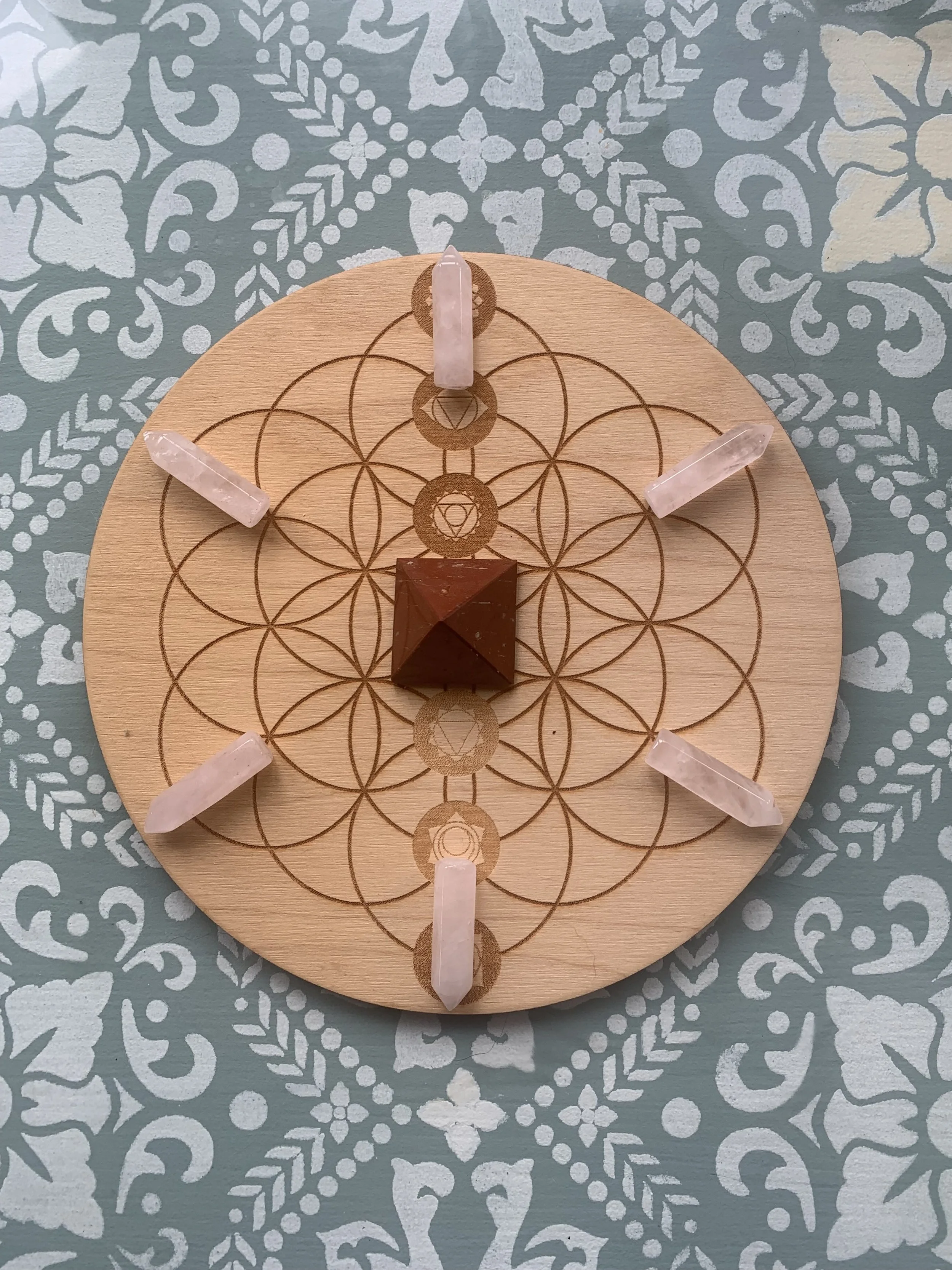 Sacred Hexagram Rose Quartz Ritual Grid Set (Limited Edition of 6)