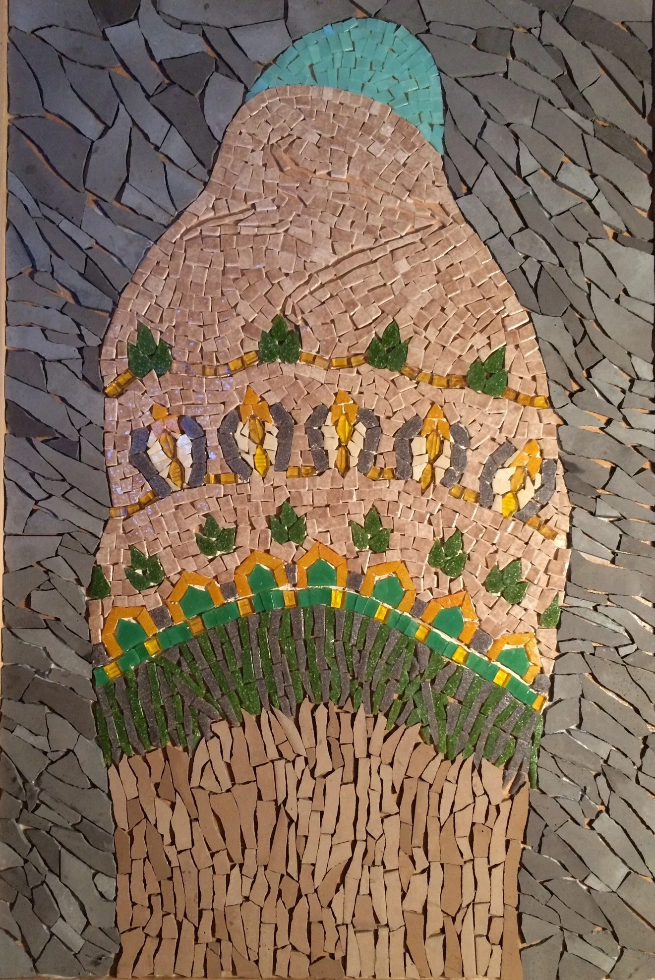 Seál/Shawl, brown and green