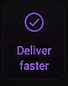 Text on a dark background that says 'Deliver faster' with an icon of a location pin above.
