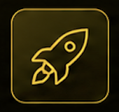 Yellow rocket icon on a dark background