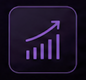 Purple icon with an upward trending graph and bar chart.