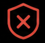 Shield icon with a red outline and a red 'X' in the center