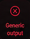 Red warning icon with 'Generic output' text on a black background