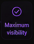 A digital sign displaying a purple checkmark icon and the text 'Maximum visibility'.