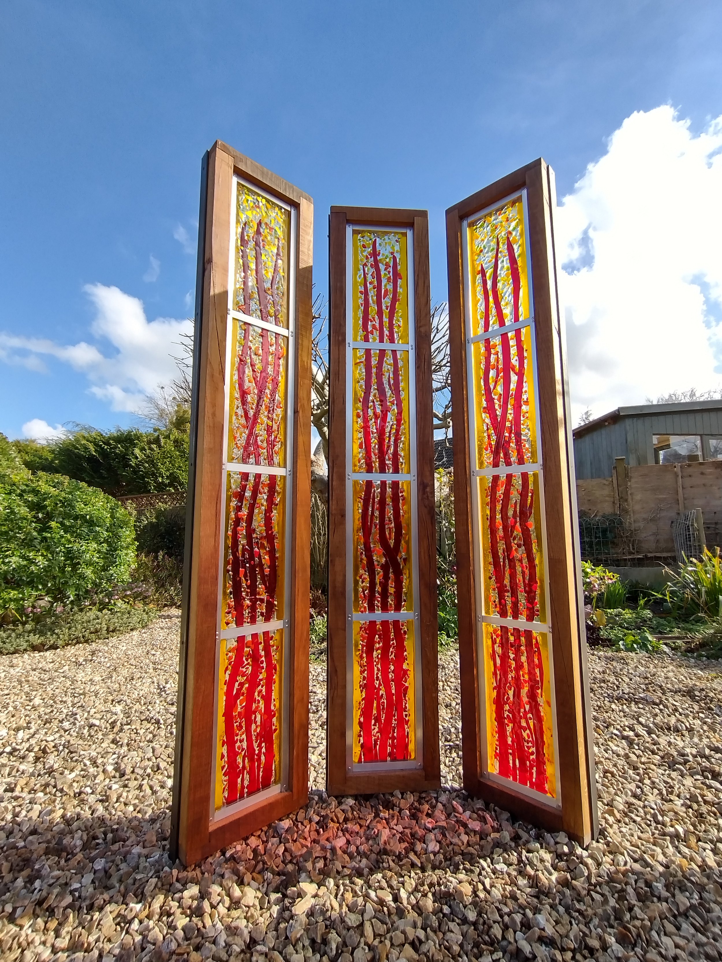 Fused Grass glass garden art