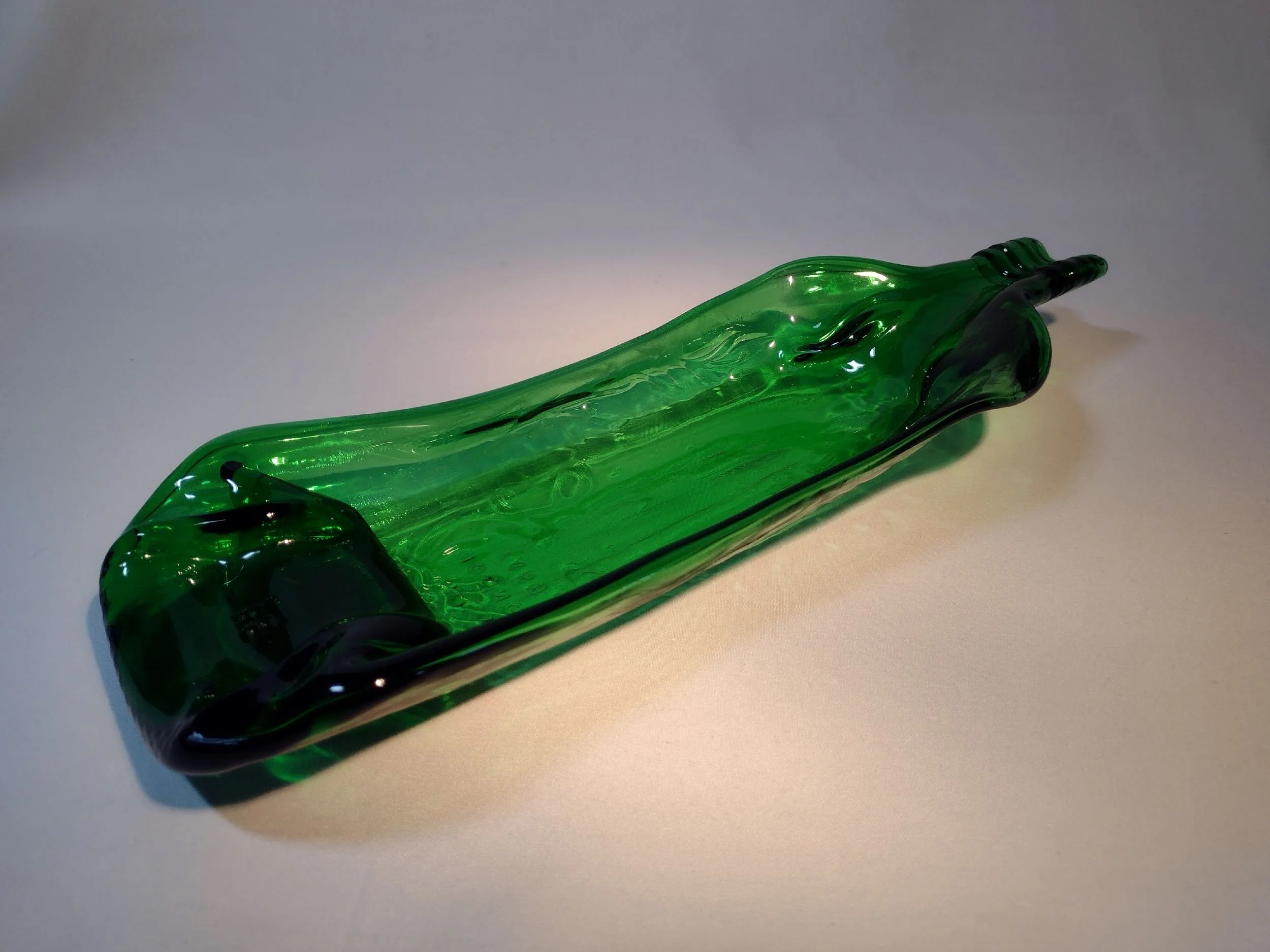 Slumped gin bottle dish
