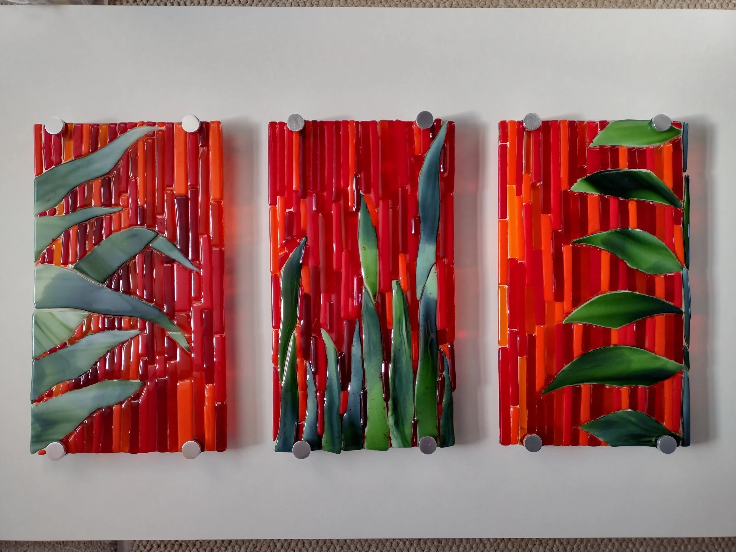 Botanical Triptych Glass Wall Art