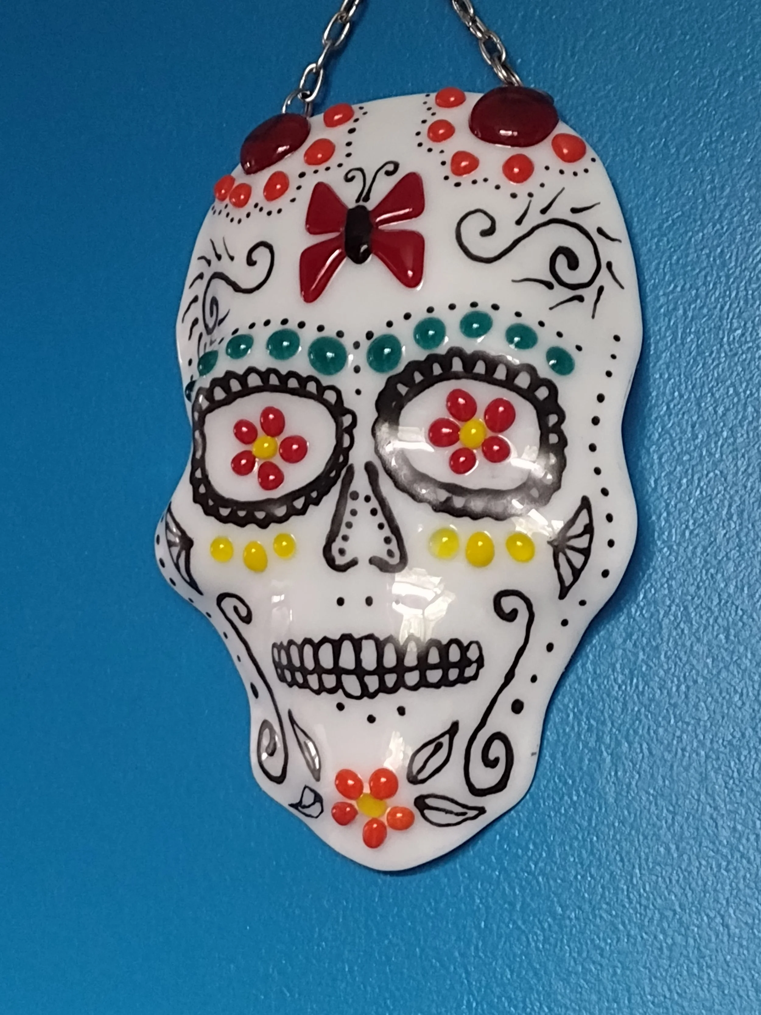Day of the Dead Glass Skull Wall Art