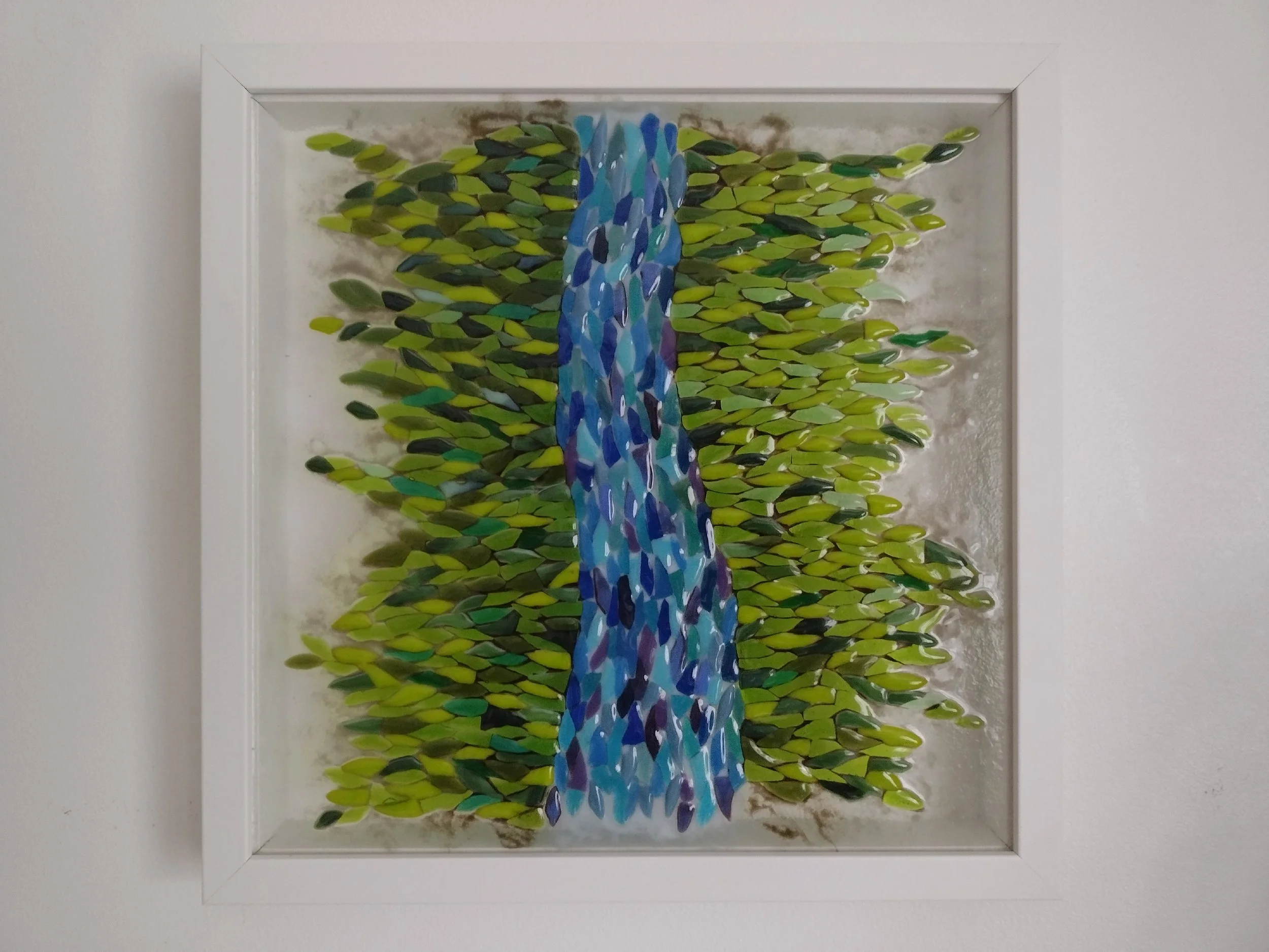 'Flow I' fused glass wall art