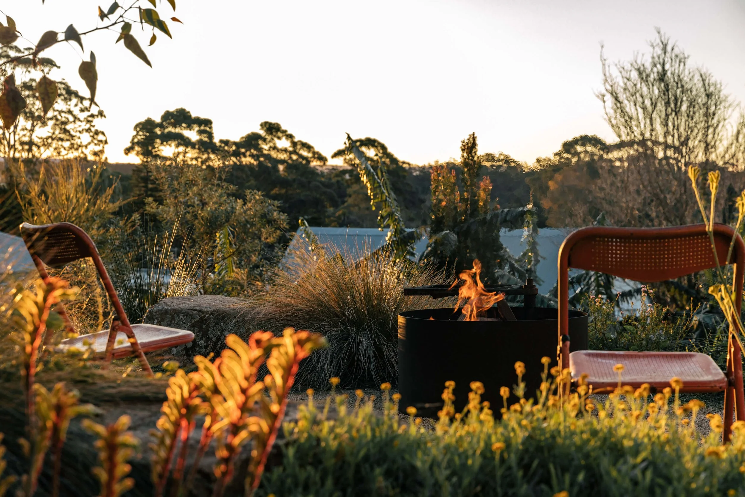 Warm firepit gathering overlooking Mollymook