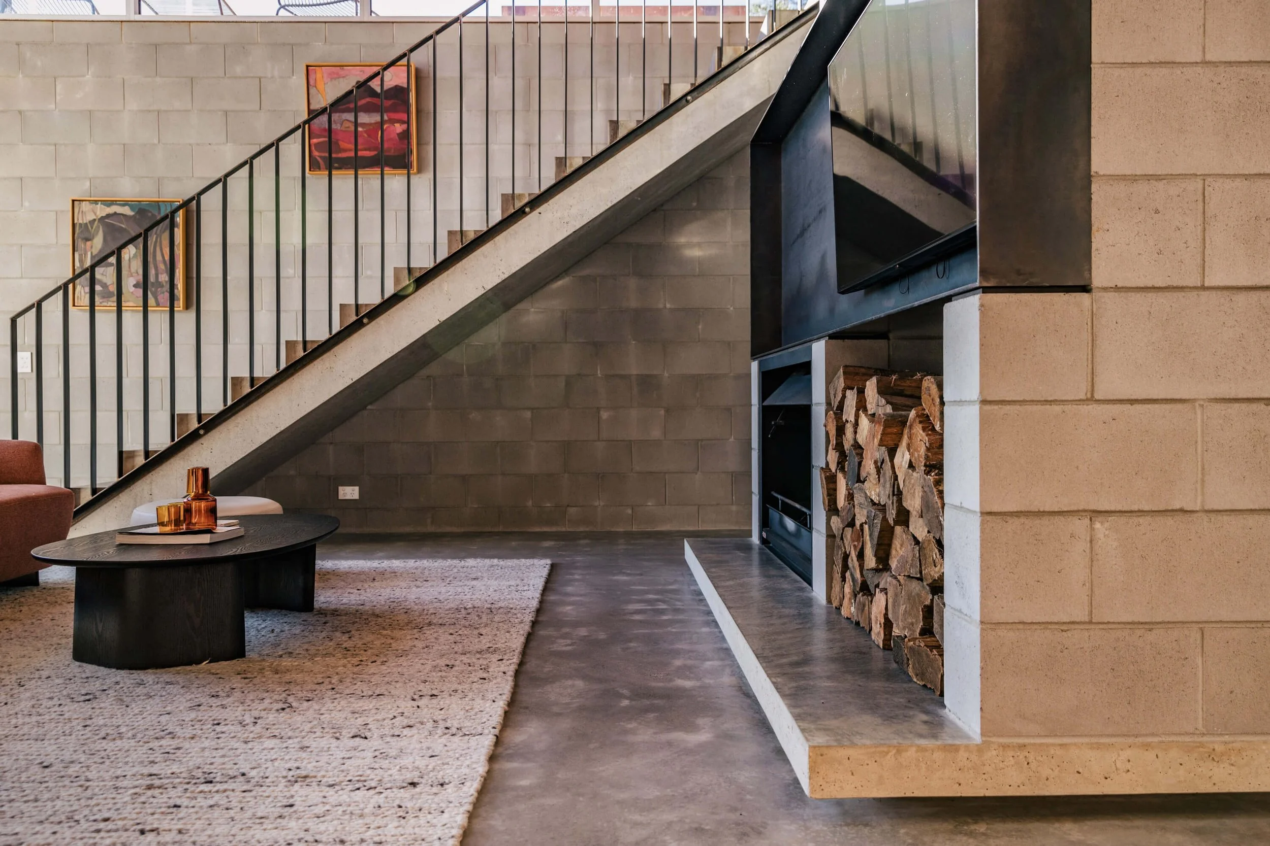 Custom fireplace with TV unit