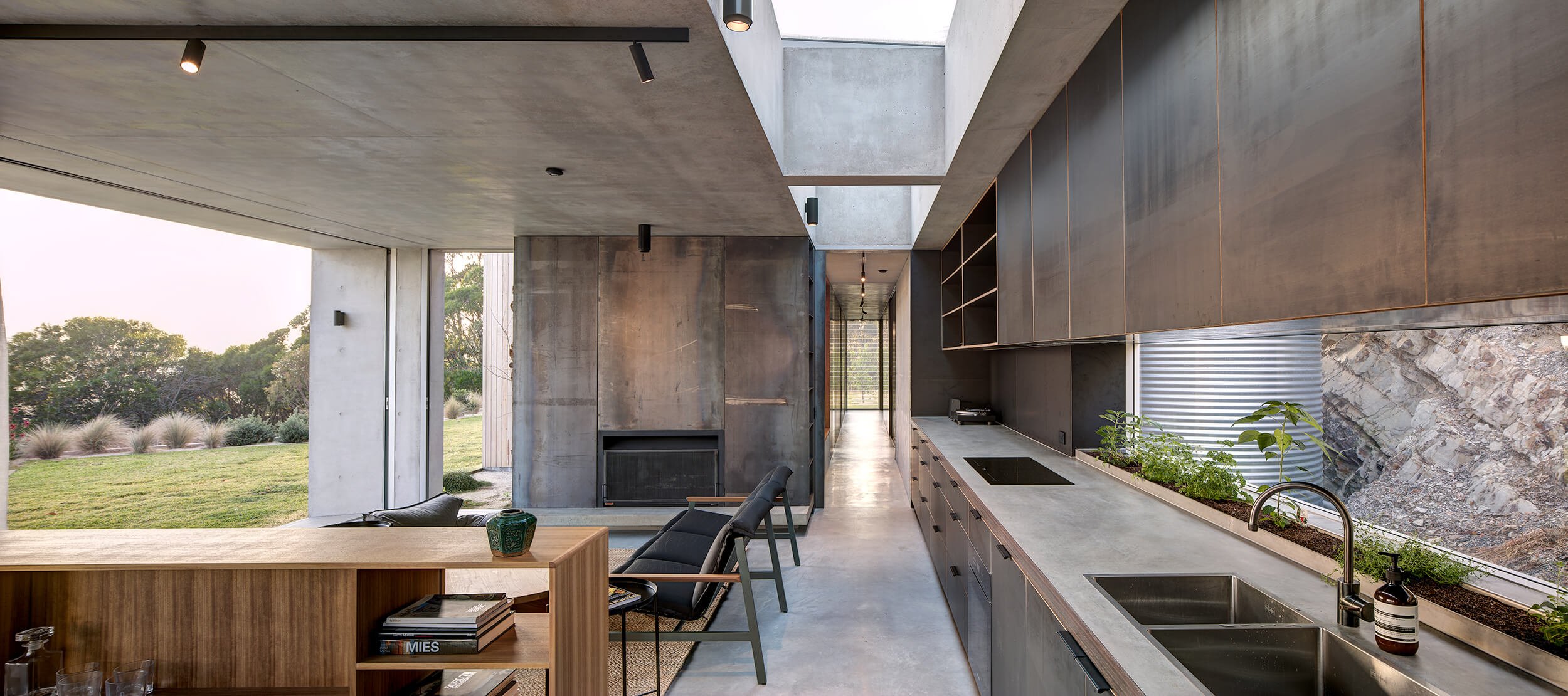 Open living interior framing Wallis Lake views, NSW Mid-North Coast