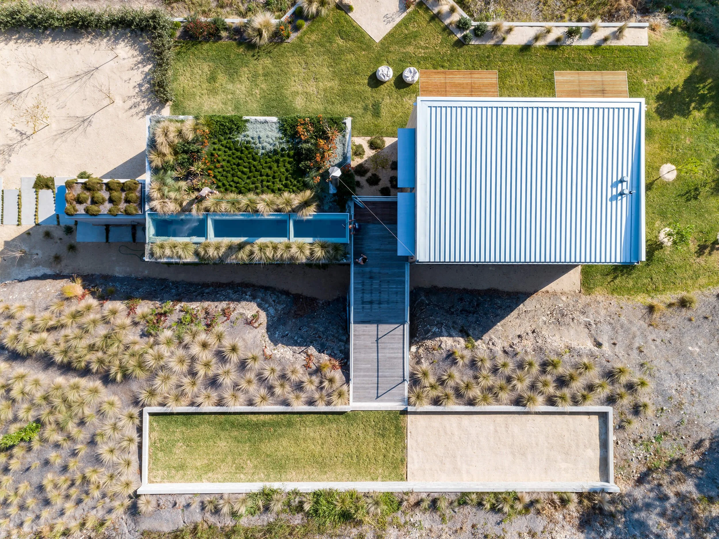 Landscaped roof lake house integrated with Australian bushland, Mid-North Coast