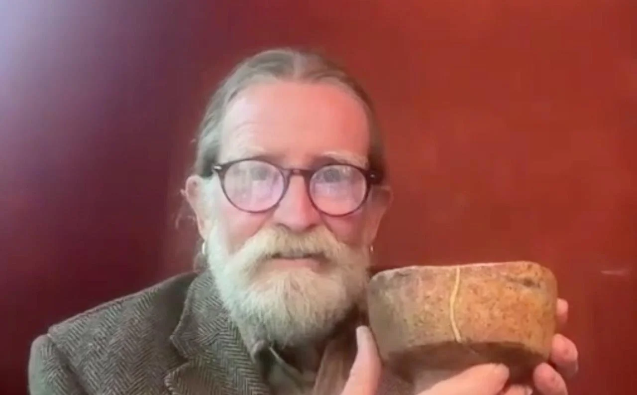 Stephen Jenkinson with his raku cup