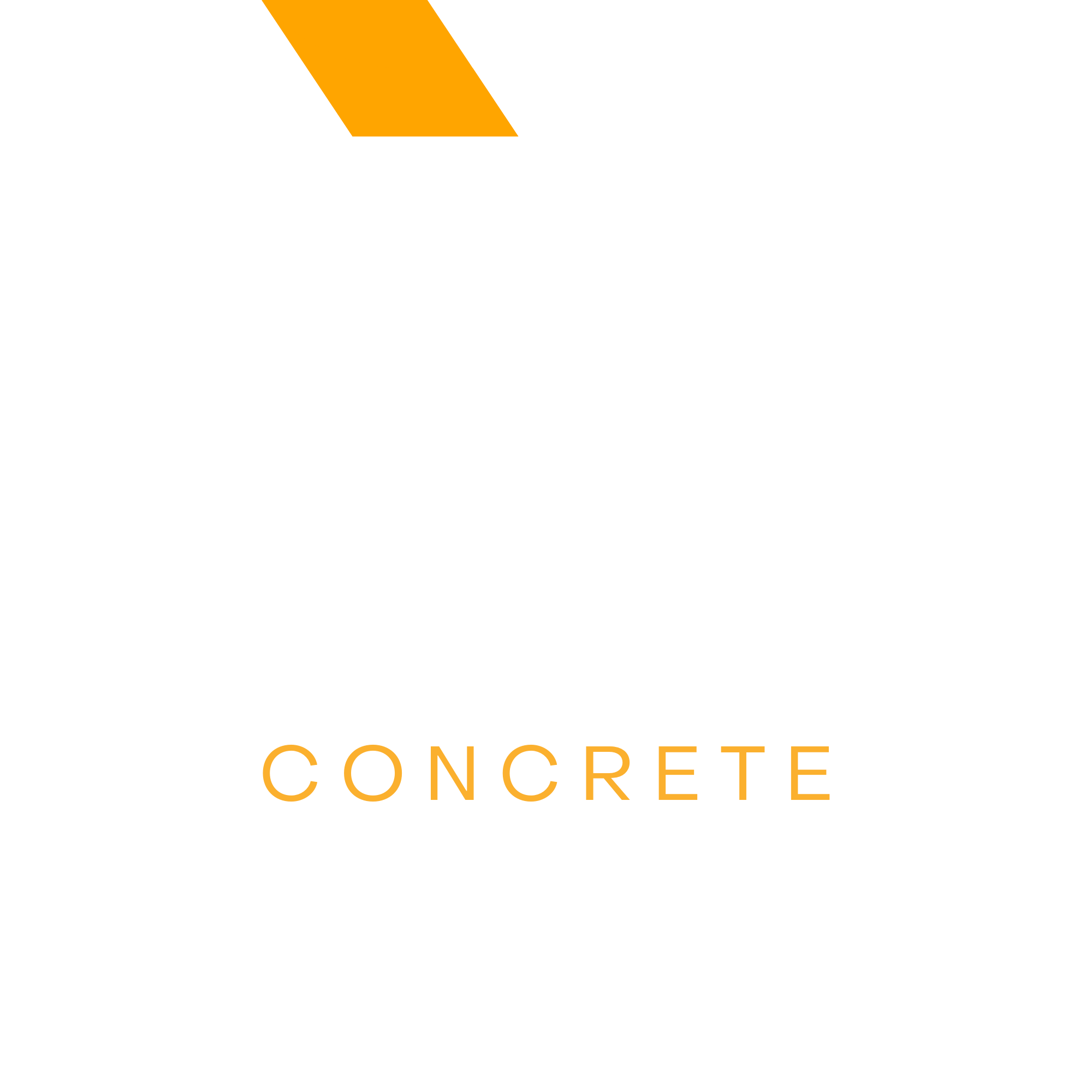 Logo for Rivercore Concrete featuring a stylized R with black, white, and orange colors and the words "RIVERCORE" in white and "CONCRETE" in orange