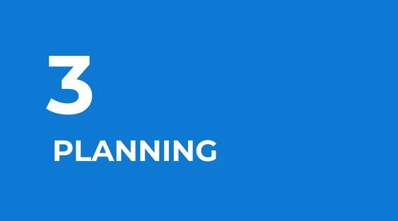 Blue background with white text reading '3 PLANNING'.