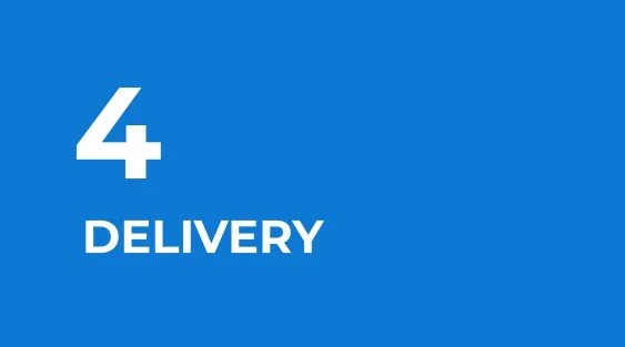 Blue background with white text reading '4 DELIVERY'.