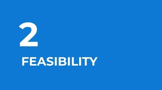 Blue background with white text reading '2 FEASIBILITY'.