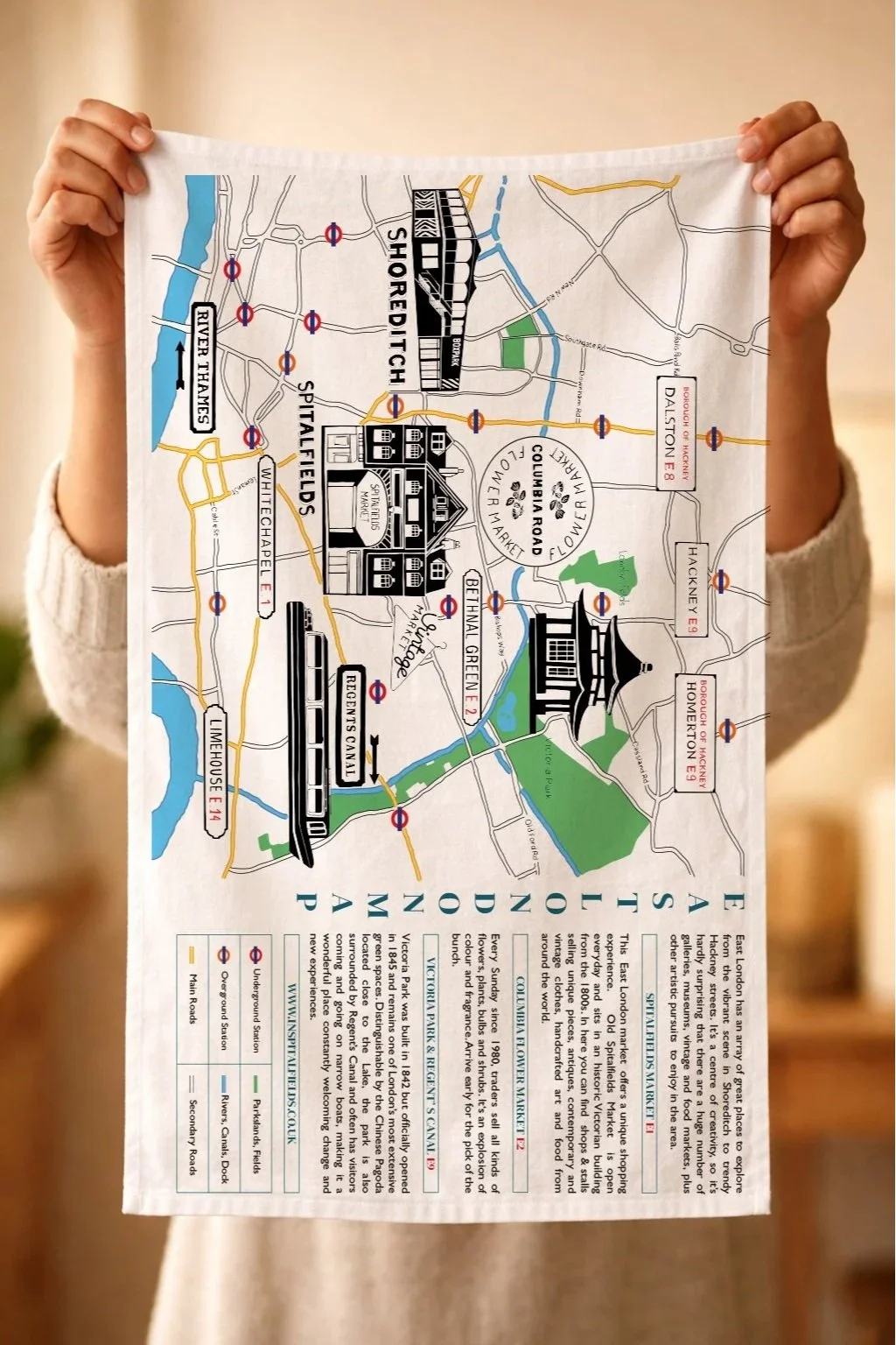 East London Map Cotton Tea Towel