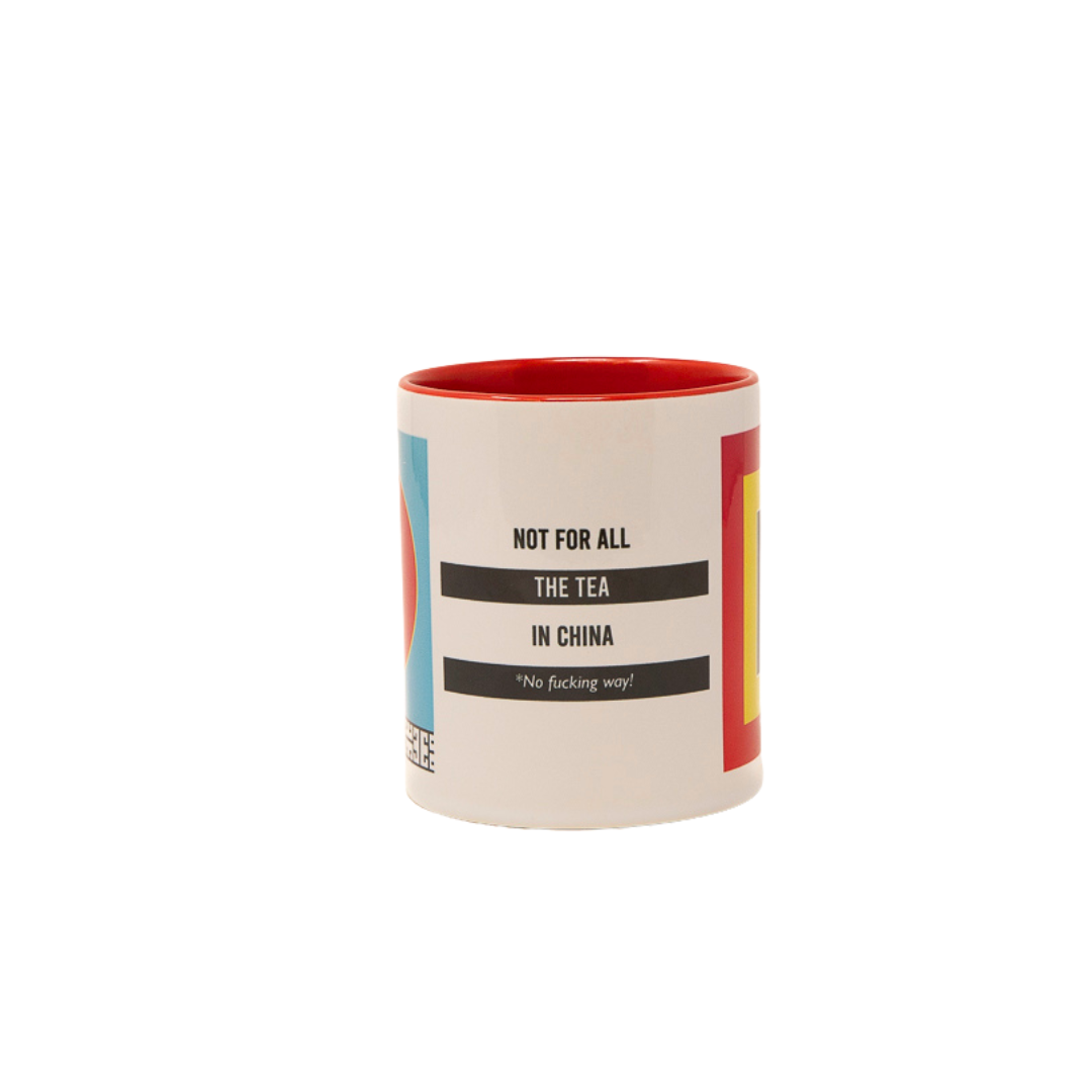 "Not for all the tea in China" ceramic mug & wooden coaster set