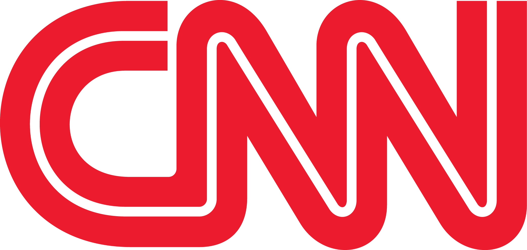 Close-up of a red and black CNN logo.