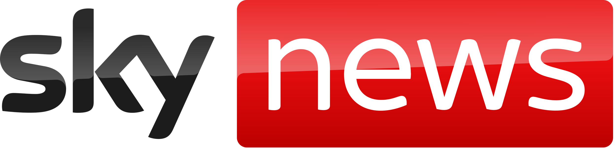 Logo of Sky News with black and white text and a red background.