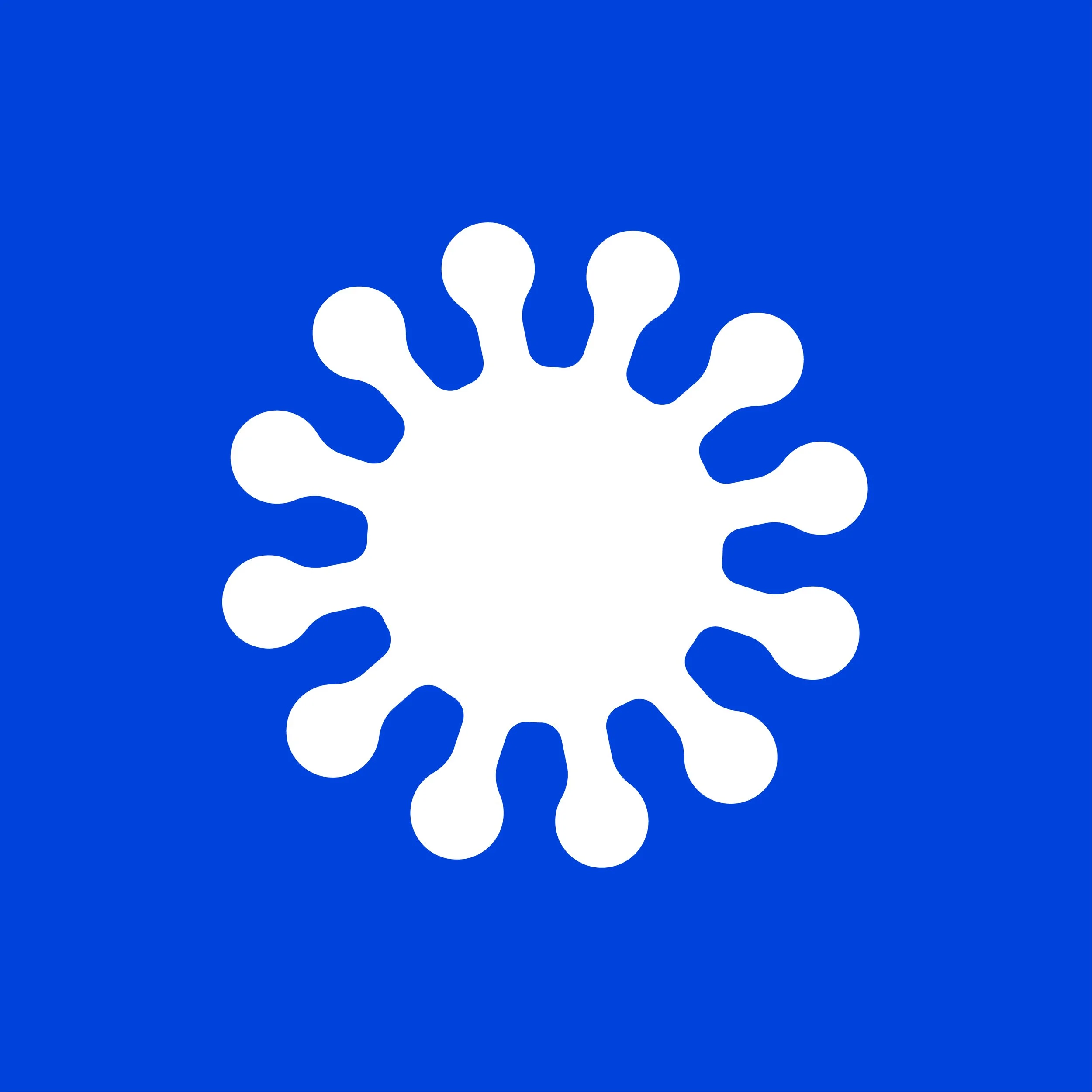 A white paw print icon on a blue background.