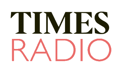 The logo of Times Radio, with 'TIMES' in dark green and 'RADIO' in pink.