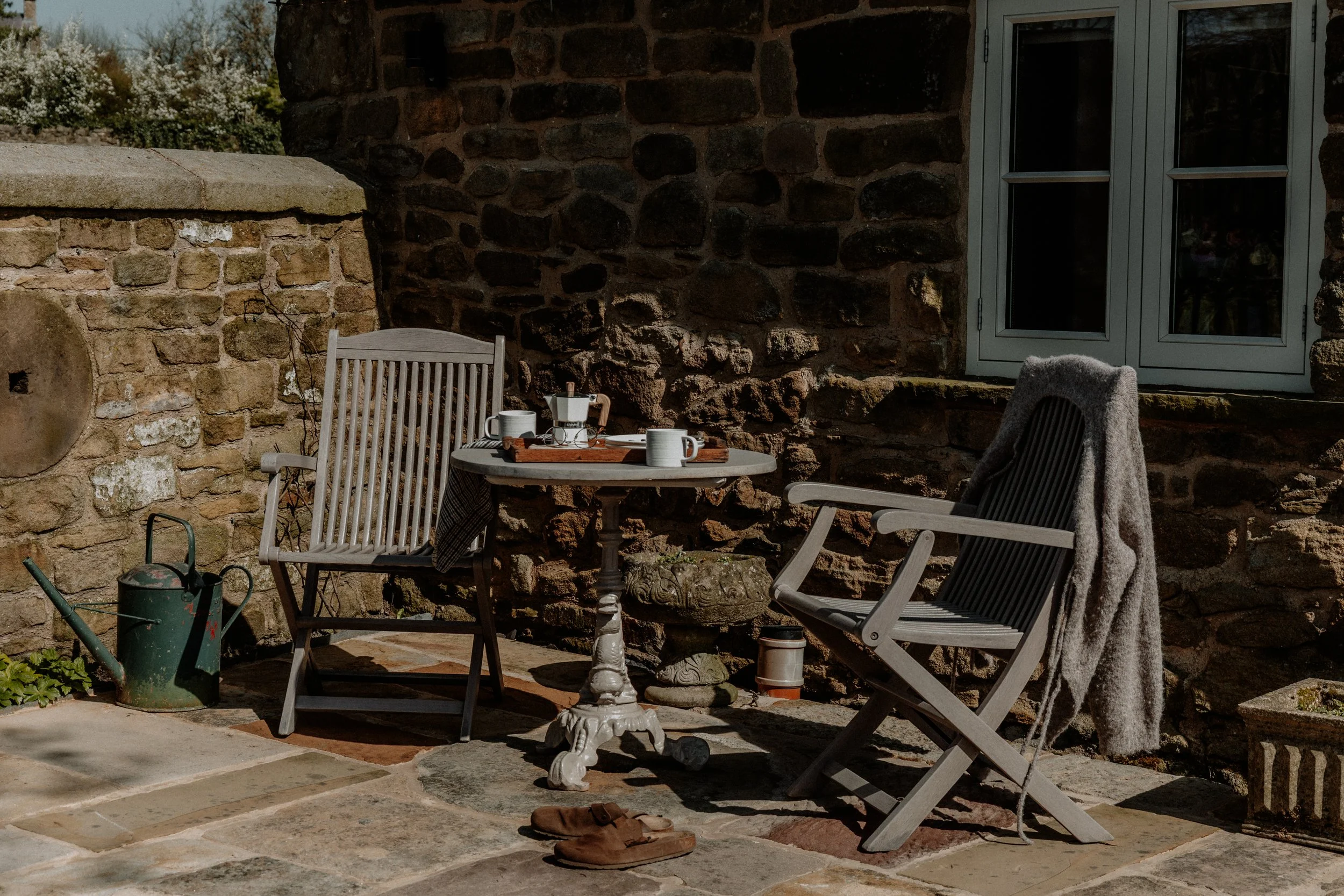 Patio seating area at Cedar Cottage