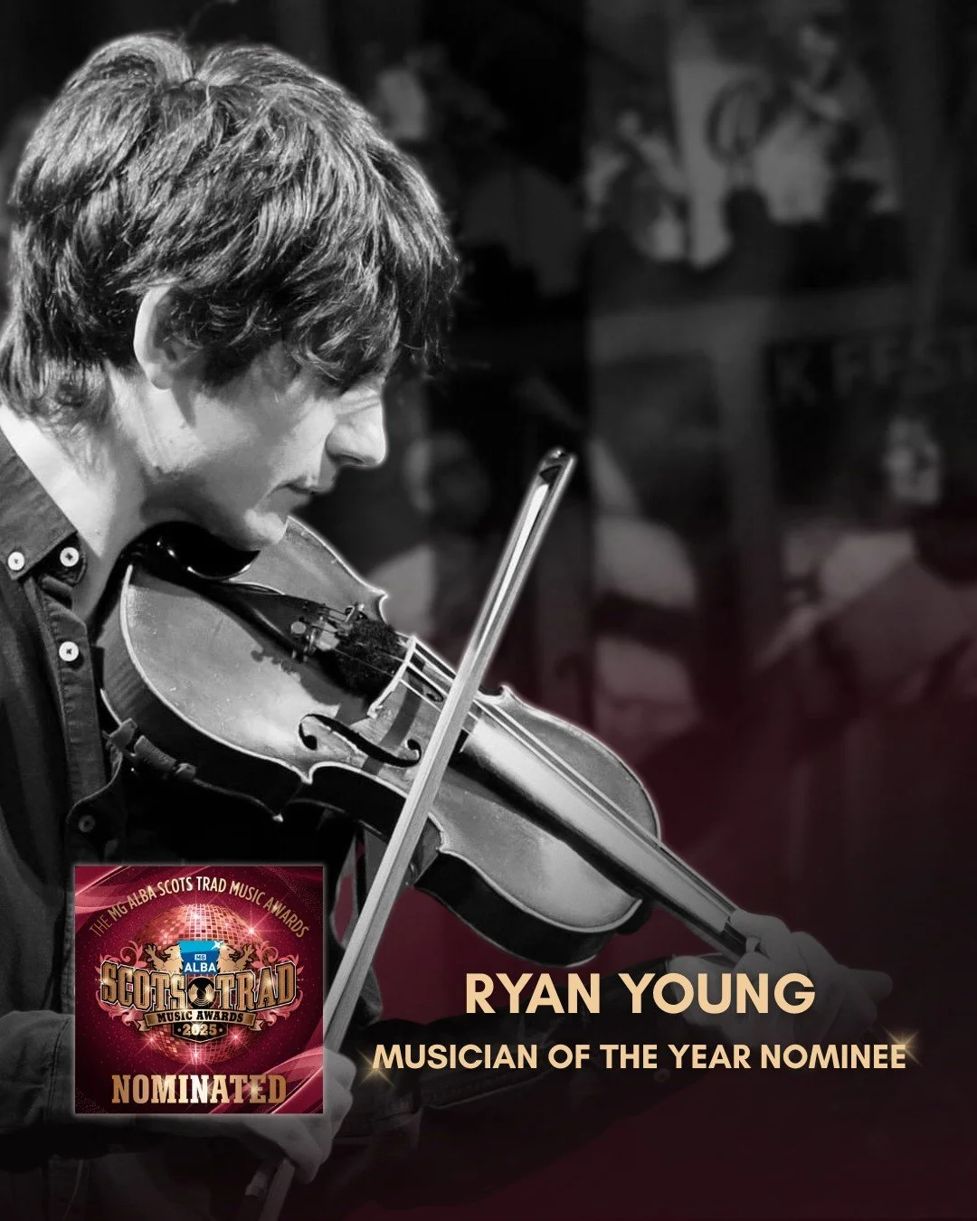 We&rsquo;re thrilled to share that the incredible Ryan Young (@ryanyoungfiddle) has been nominated for Musician of the Year at the MG ALBA Scots Trad Music Awards!

Public voting is open now until Sunday, November 16!
Show your support and cast your 