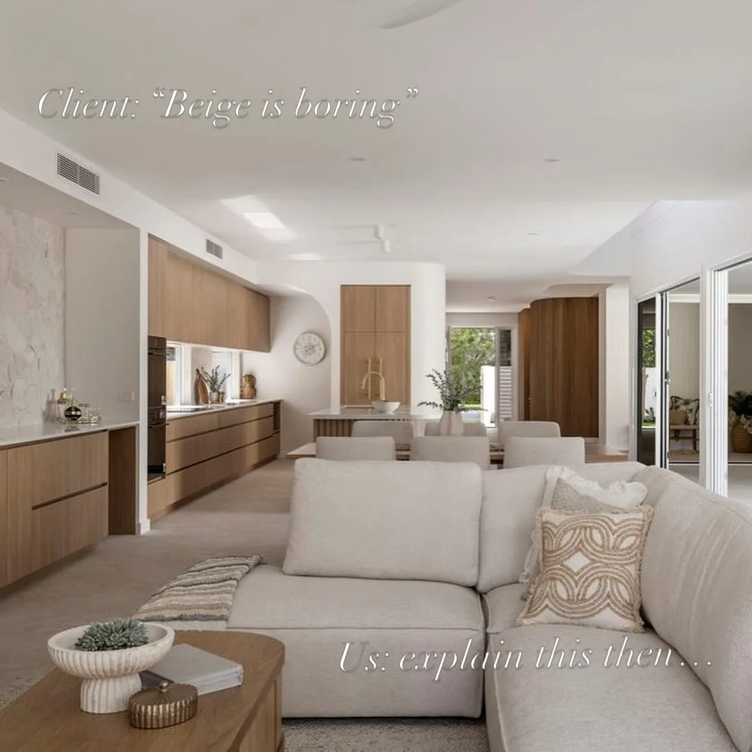 Client: &ldquo;Beiges are boring.&rdquo;
Us: explain this then&hellip;
Layers of warm whites, soft beiges, and rich timbers creating a space that feels anything but plain 🤍
When the finishes are this elevated, it&rsquo;s all about enhancing the text
