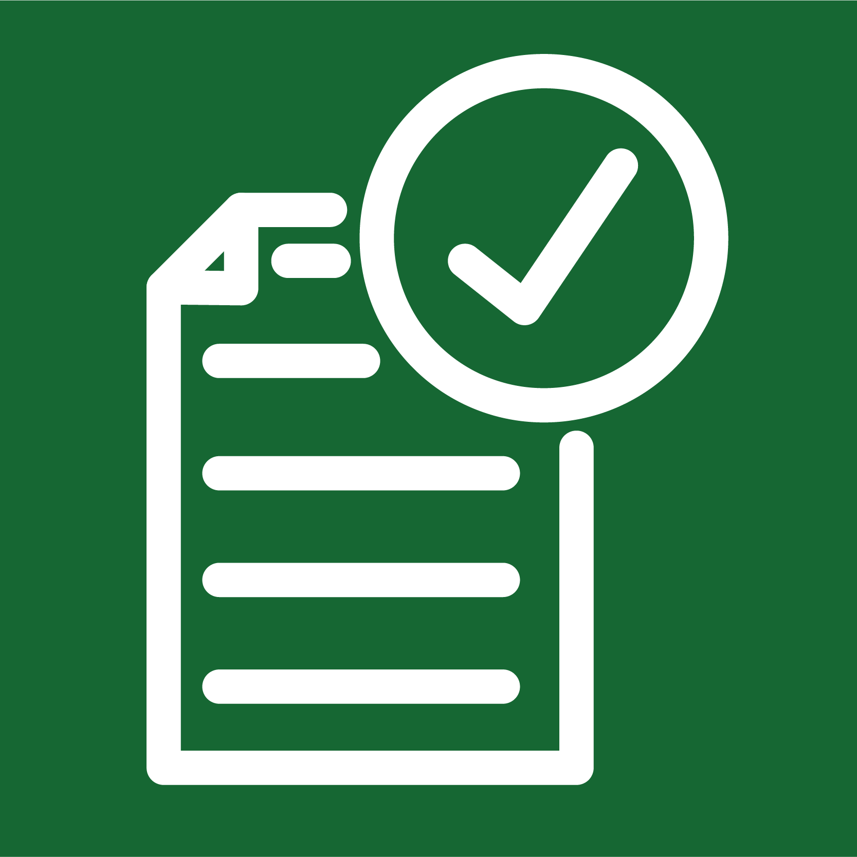 Icon of a document with a checkmark inside a circle.