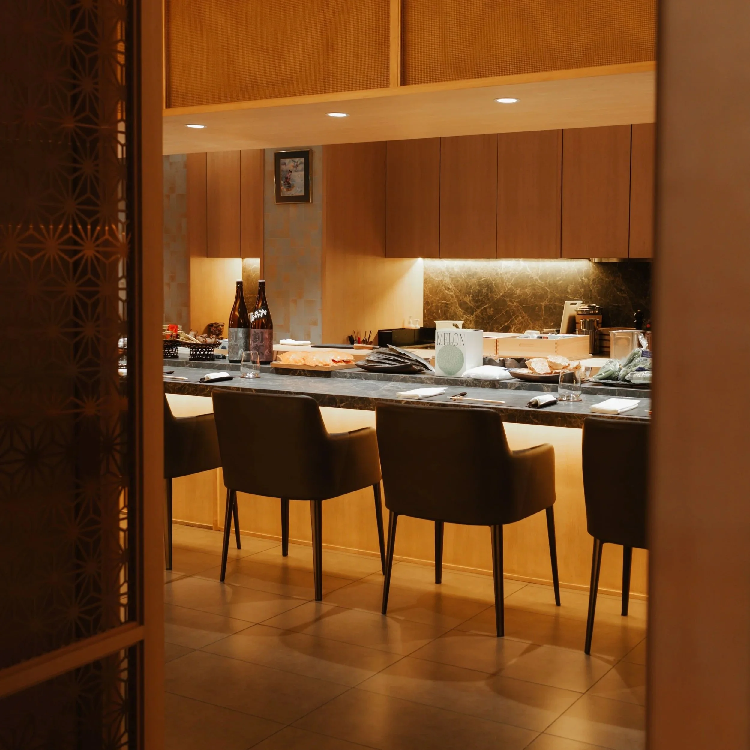 Main dining hall and counter seating at Jiin Omakase.