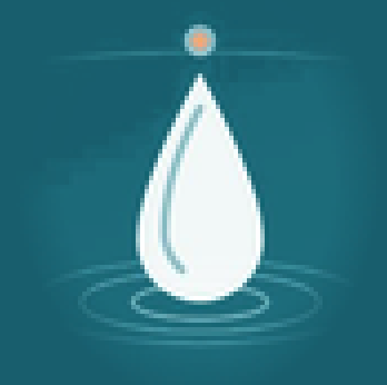 A droplet of water with a small circle above it, creating ripples on the water surface.