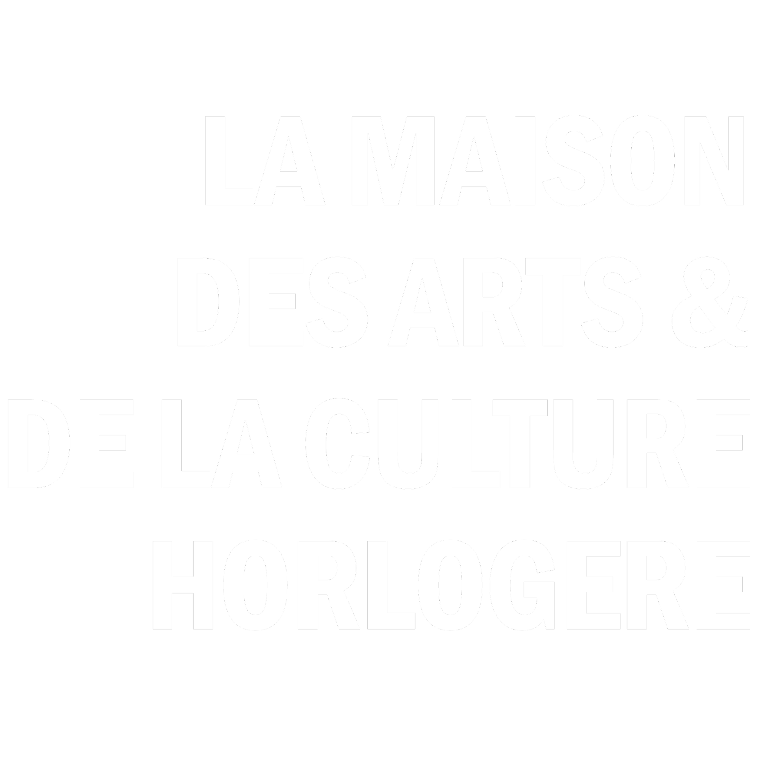 Black background with white text that says, "LA MAISON DES ARTS & DE L'ORCHESTRE".