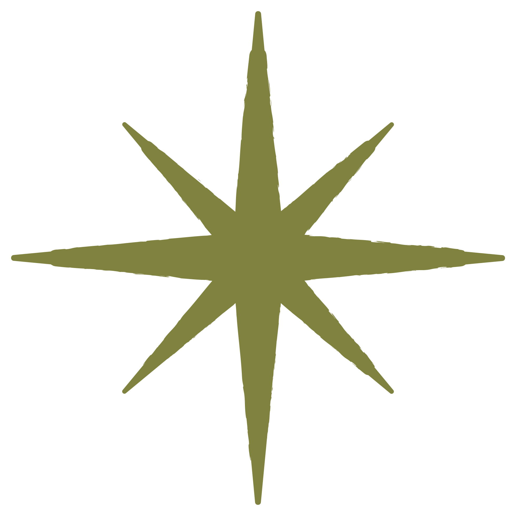 Une étoile à huit branches de couleur vert olive sur fond noir.