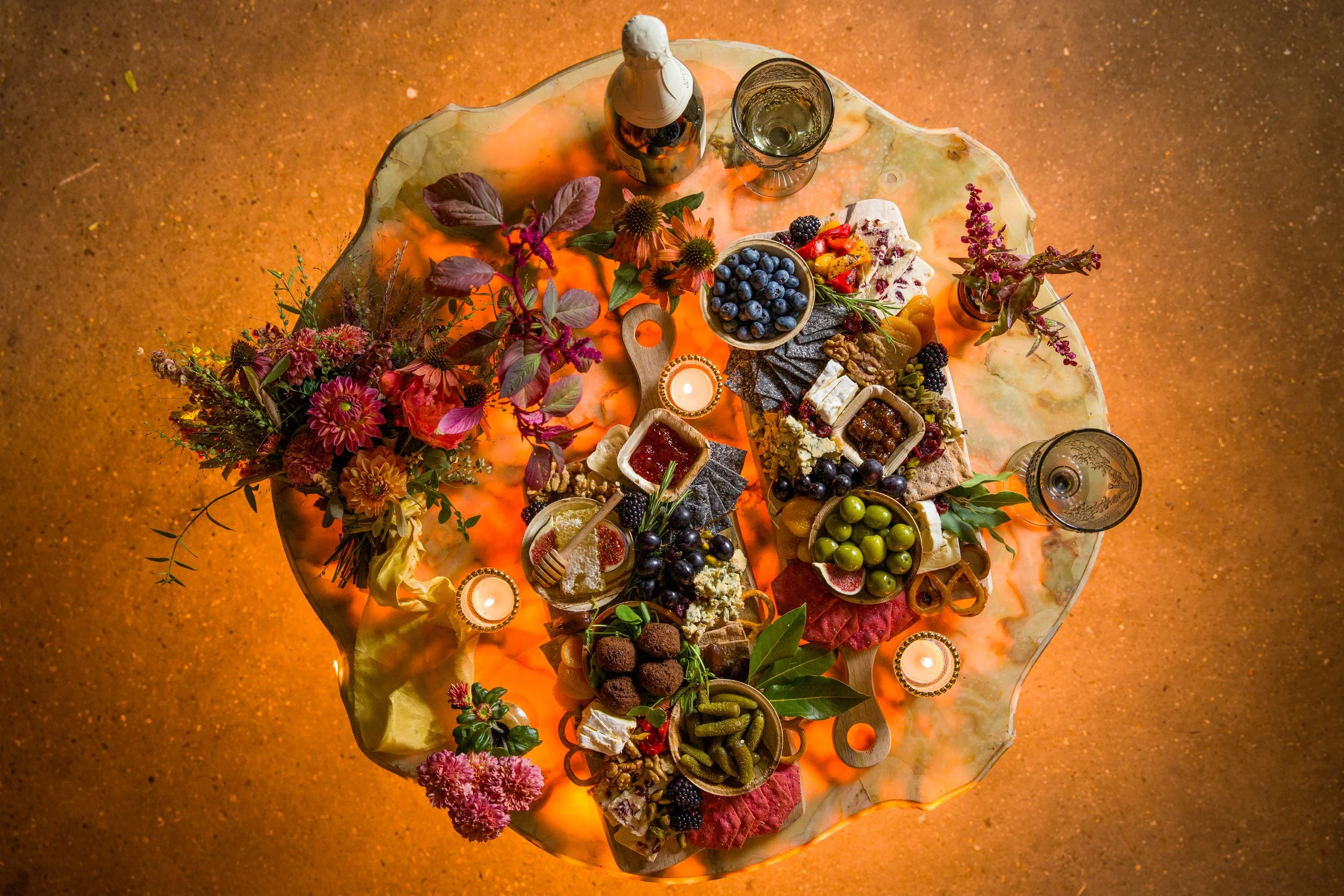 autumnal grazed board set for wedding photo shoot for alternative wedding venue based in chelmsford essex