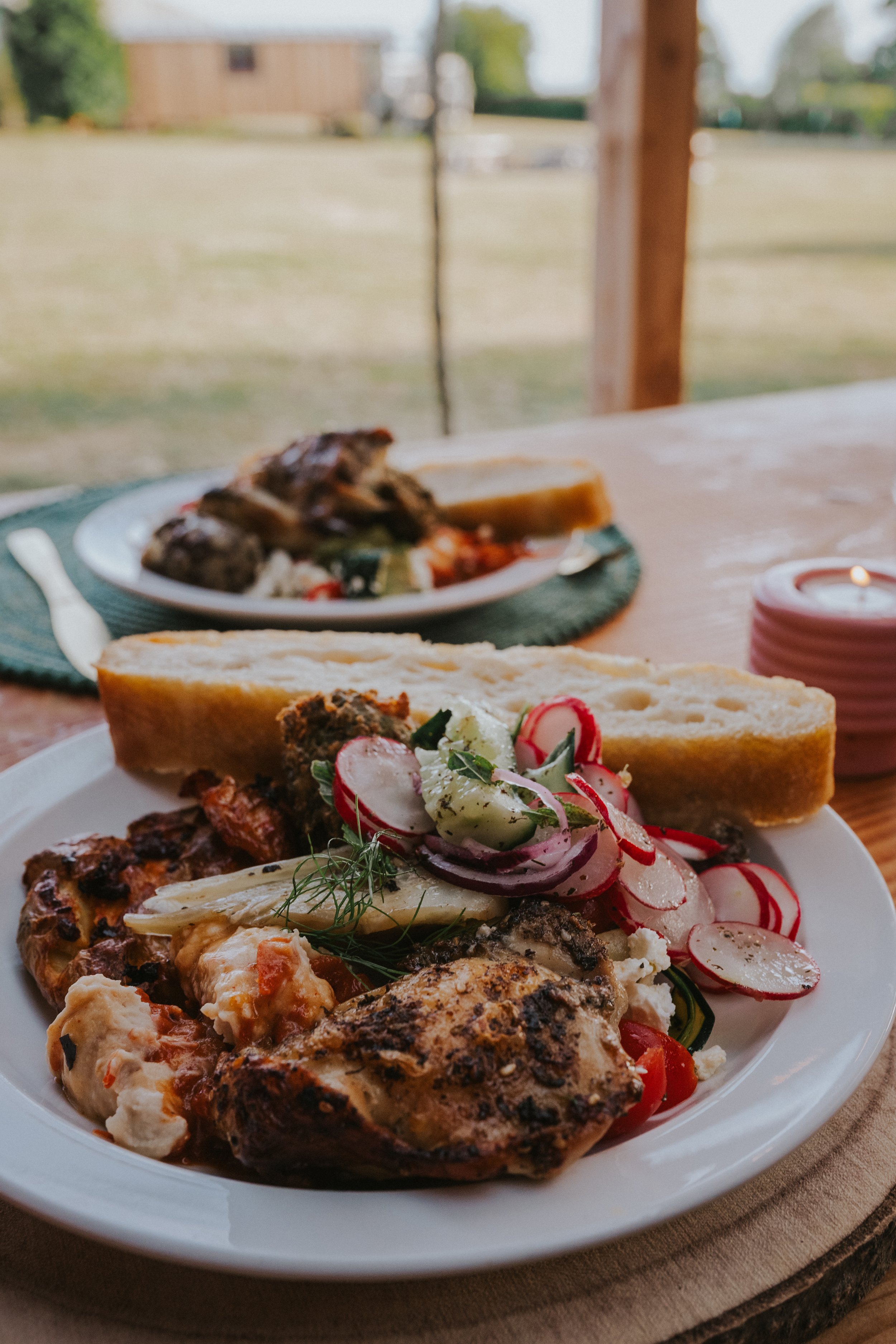 plate full of hearty food, retreat, grazing, feasting
