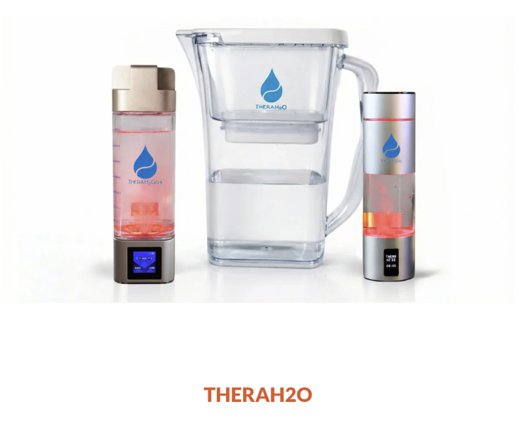 Halotherapy vice with a central transparent water filter pitcher having a logo.