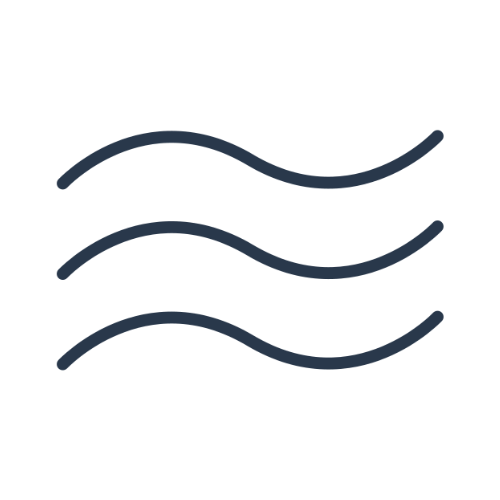Three wavy lines stacked vertically, representing water or waves.