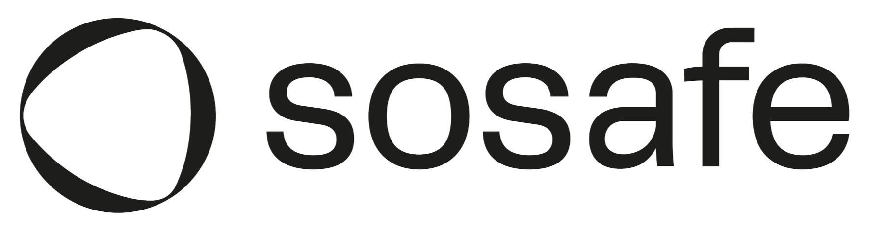 Das Logo von SOSafe, bestehend aus einem schwarzen Kreissymbol und dem Schriftzug 'sosafe' in schwarzer Schrift.